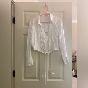 Linen Tie-Waist Top‎
